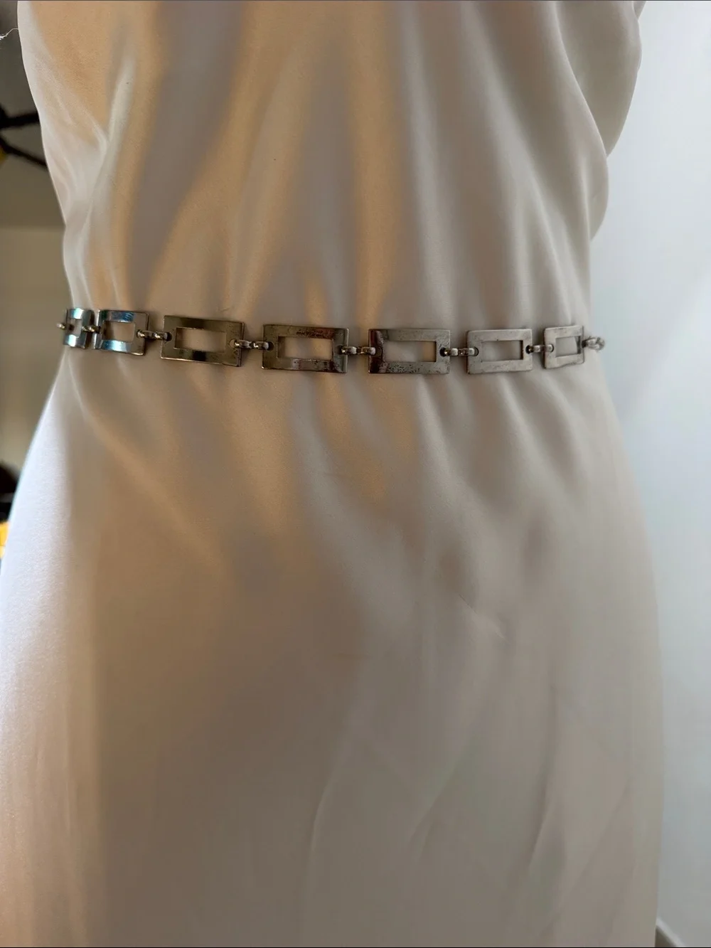 Silver Linked Rectangle Chain Waist Belt - Women Accessories